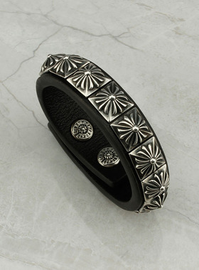 周扬青网红同款纯银暗黑皮手环