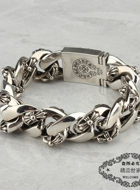 粗犷风暗黑纯银手链