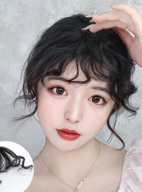 仿真刘海发夹女前额假发可爱空气卷发假刘海无痕羊毛卷刘海假发片