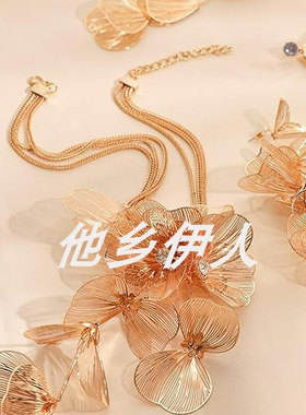 美国代购女士花朵围兜项链