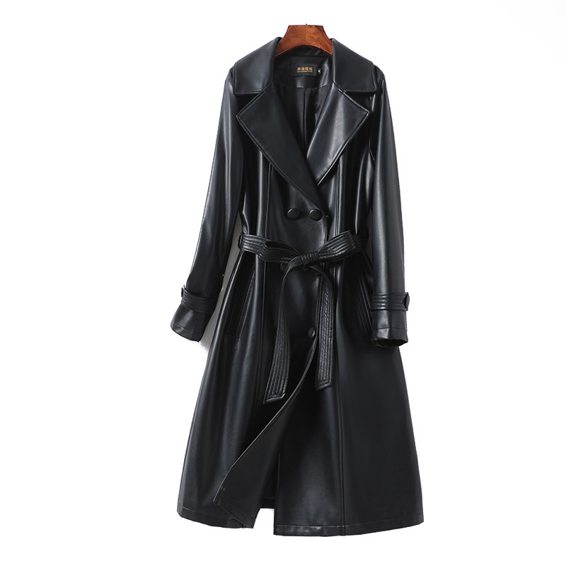 皮衣女真皮外套中长黑色系带收腰加大码绵羊皮秋冬新款海宁皮大衣,淘宝优惠券,粉丝福利购,淘宝优惠卷