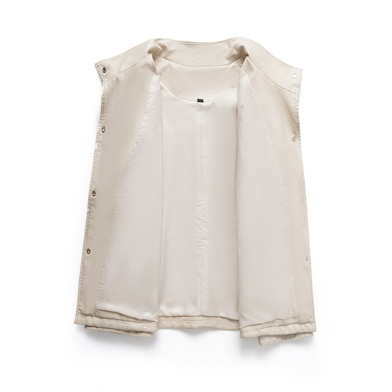 海宁皮衣女士中长款系带收腰立领米白色皮夹克秋冬新款绵羊皮外套,淘宝优惠券,粉丝福利购,淘宝优惠卷