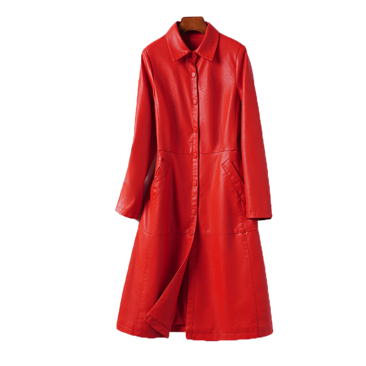 绵羊皮外套女中长款翻领修身气质红色真皮外套秋冬海宁新款女皮衣,淘宝优惠券,粉丝福利购,淘宝优惠卷