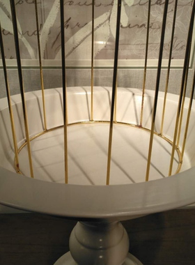 欧式风白色陶瓷托盘鸟笼装饰摆件