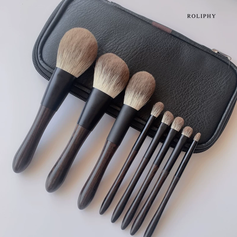 Soft makeup primer, brush, light luxury style, 8 pieces, full set