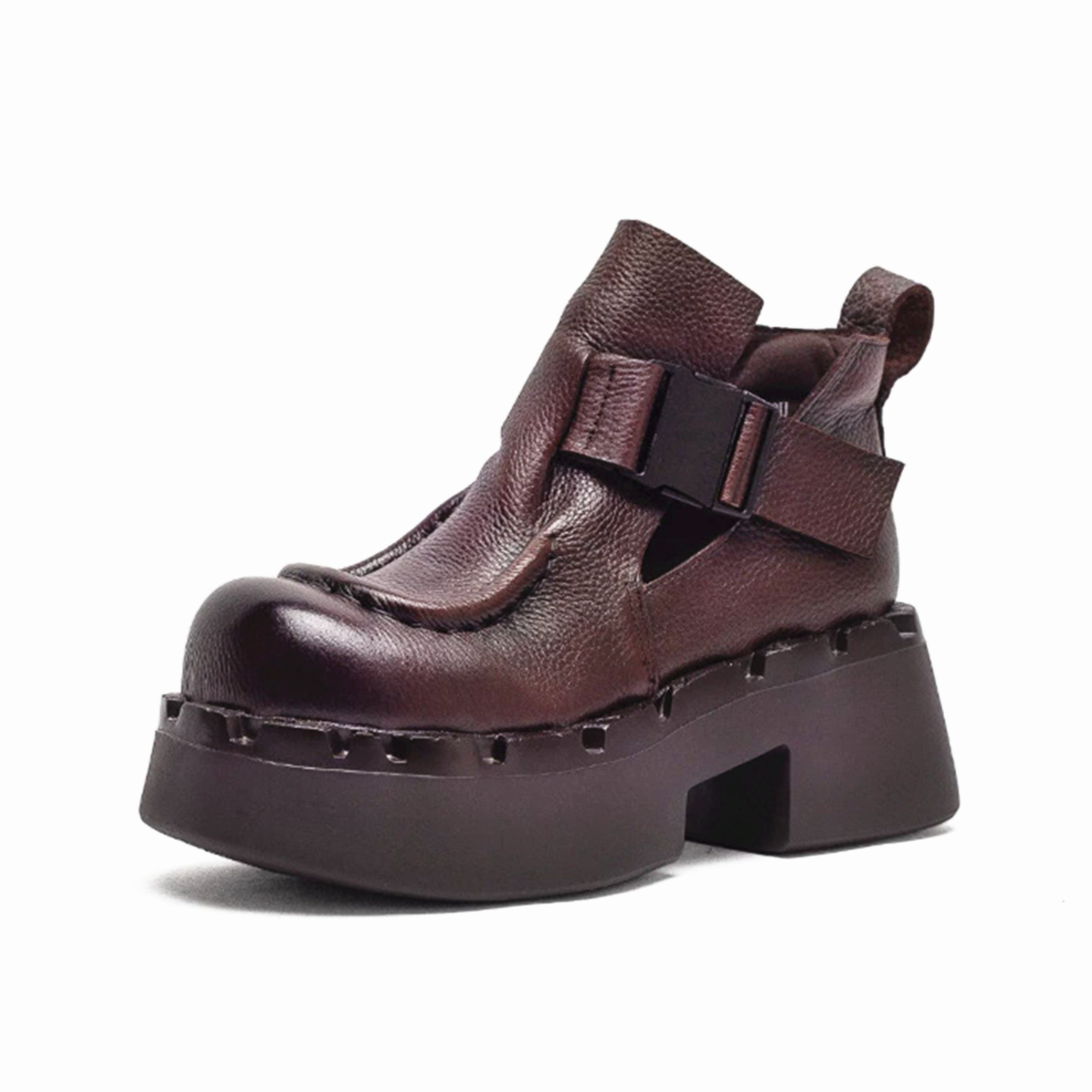 复古风头层牛皮深口单鞋女厚底粗跟高跟小个子增高英伦风罗马皮鞋,淘宝优惠券,粉丝福利购,淘宝优惠卷