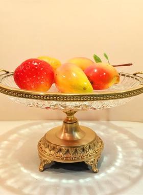黄铜配水晶果盘客厅餐厅鲜花花瓶新中式软装样板间客厅餐厅工艺品