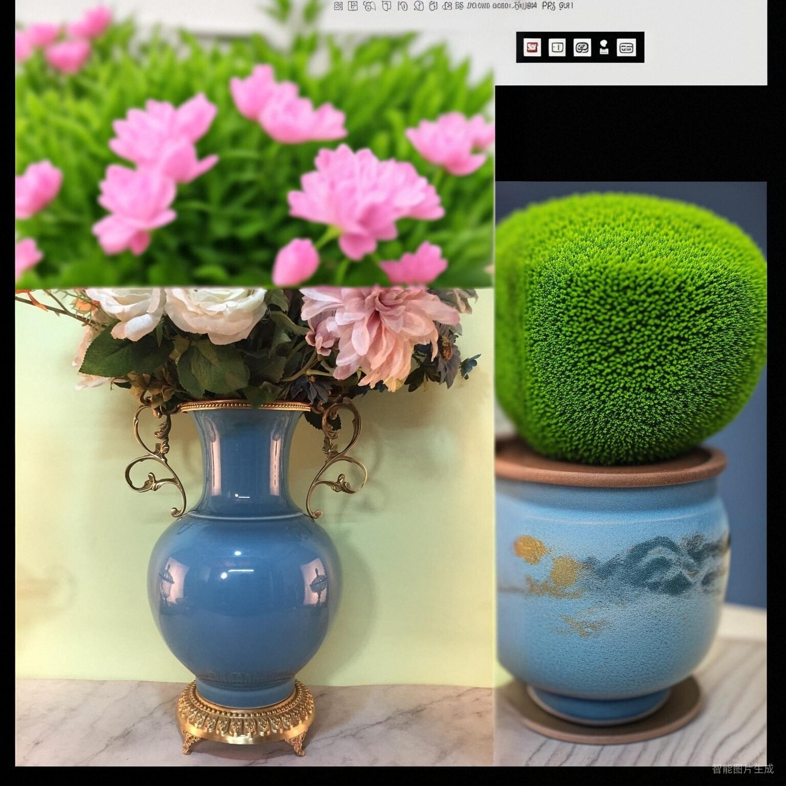 包邮纯铜鲜花花瓶陶瓷工艺品经久耐用易保养不褪色纯手工家居摆件