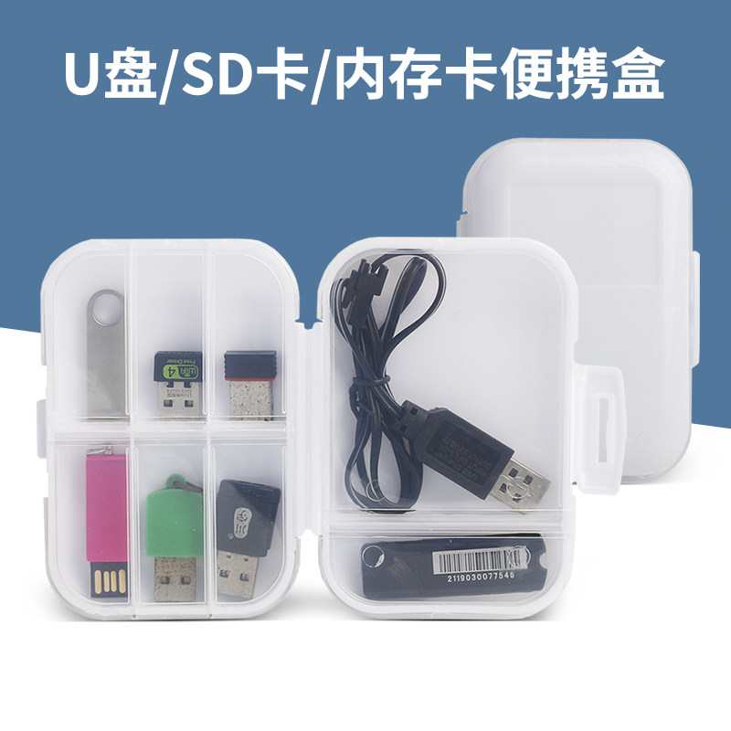 新款卡通迷你U盘U盾收纳盒透明白数码配件电子产品便携卡通