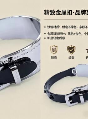 黑色钛钢手镯女不掉色