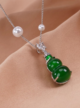 招财纳福新中式绿色葫芦珠珠项链
