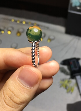多米尼加蓝珀戒指吊坠镶嵌包邮