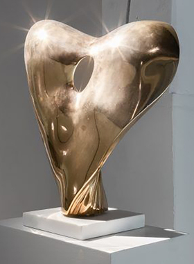 电镀轻奢抽象异形竖向摆件雕塑定制酒店别墅玻璃钢现代软装饰品