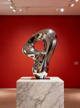 现代抽象金属质感摆件客厅书房