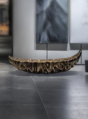 金色大堂雕塑抽象船玻璃钢现代