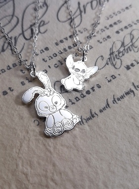 卡通线雕纪念刻字包邮史迪仔项链