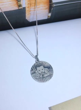 定制刻照片宝宝生辰刻字纯银首饰
