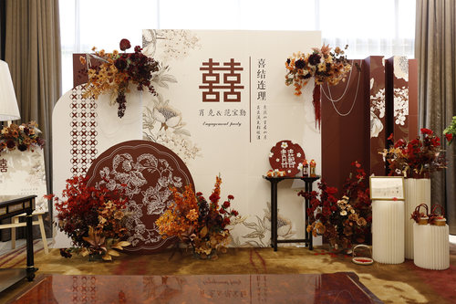 【8736】简约中式订婚告白装饰背景墙KT板龙卡板酒店房间场景布置 - 图0