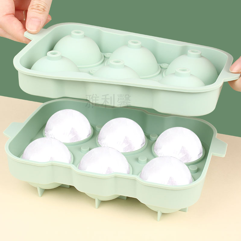 6孔加厚 硅胶冰球模具制冰模具圆形冰格球形冰块模具制冰神器盒子