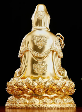 台湾贴金观音佛像家用供奉纯铜观音像观世音菩萨观音菩萨佛像摆件
