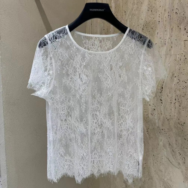 ເສື້ອຍືດແຂນສັ້ນ lace bottoming ສໍາລັບແມ່ຍິງ, sexy, ຄົນອັບເດດ: ແລະ feminine