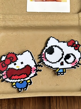 可爱像素猫拼豆侧边刘海夹百搭