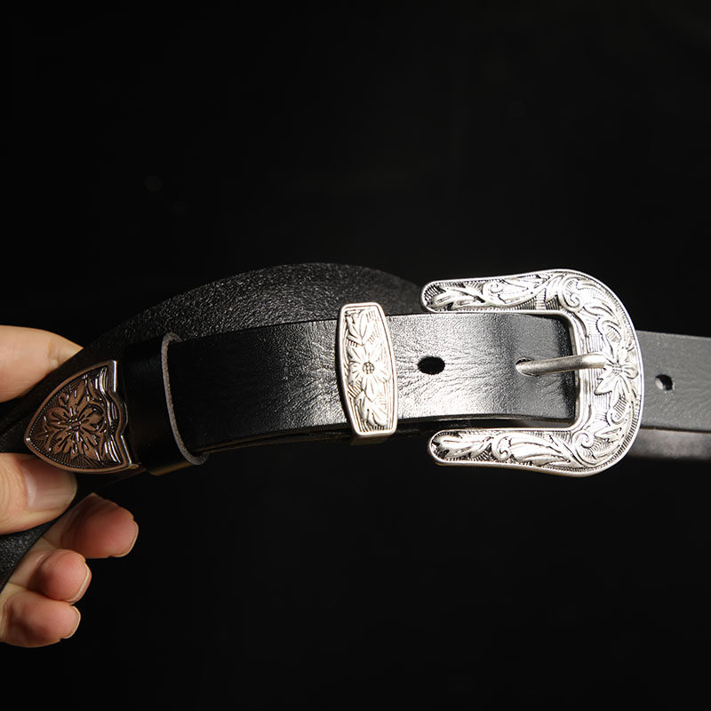 皮轩阁vintage复古金属扣配饰装饰百搭ins风大银扣女士腰带皮带女