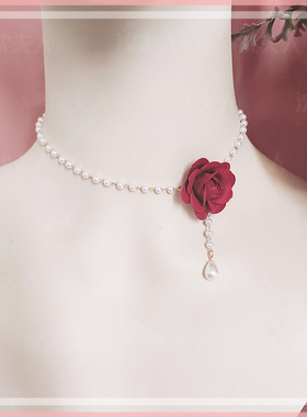 花朵冷淡风欧式原创白色珍珠项链