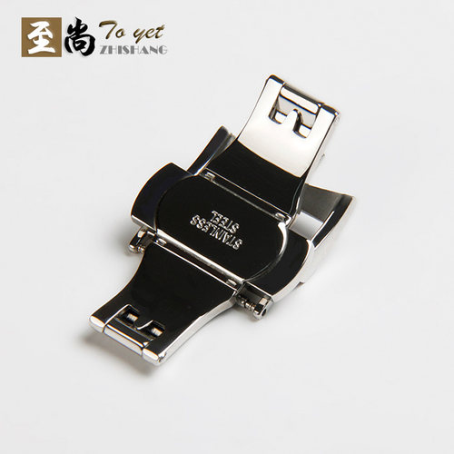 至尚名表配件零部件江诗不锈钢双按蝴蝶扣手表皮带扣环自动表带扣 - 图0