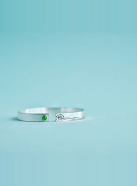 姜央生肖马国风极简纯银手镯