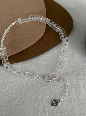 S925纯银韩版小众白水晶时尚手链碎银子韩国设计感手饰女百搭