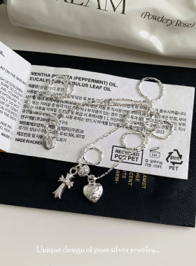 老钱风中古vintage个性设计感十字架项链女小众S925纯银项链N