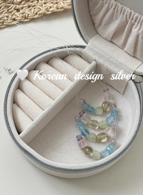韩国气质甜美手工饰品 S925纯银 彩色水晶透明鱼线项链温柔小清新