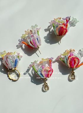 【贰.叁】串珠风秘密花园耳钉五彩斑斓日韩少女减龄治愈系耳饰品
