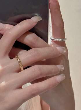 S925纯银韩版小众设计感简约素圈指环韩系简约基础款叠戴首饰品