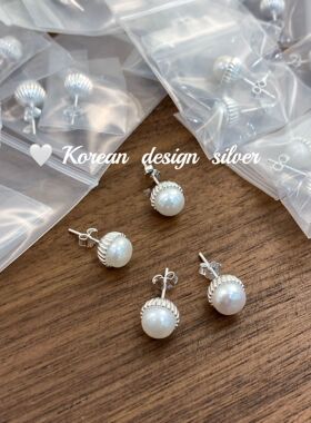 韩国ins风精致 小众高级感耳饰品 S925纯银 简约珍珠耳钉女款耳环