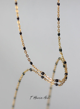 黑色豆豆高级项链钛钢choker短链