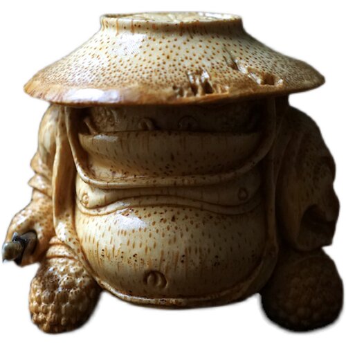 文太武侠客风金蟾满钉竹根雕刻摆件名家纯手工招财文玩茶宠手把件 - 图3