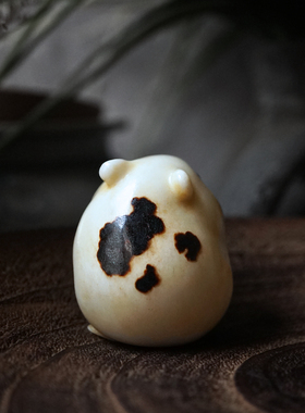 呆萌可爱豚鼠鹿角根付