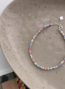 彩色碎银子手链简约ins