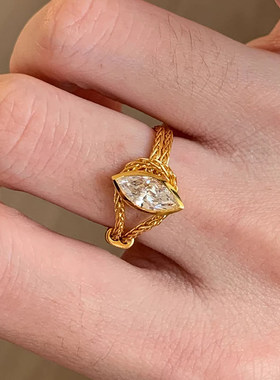 高级感中古马眼钻软链戒指