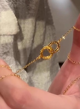 金色碎碎冰环环相扣项链
