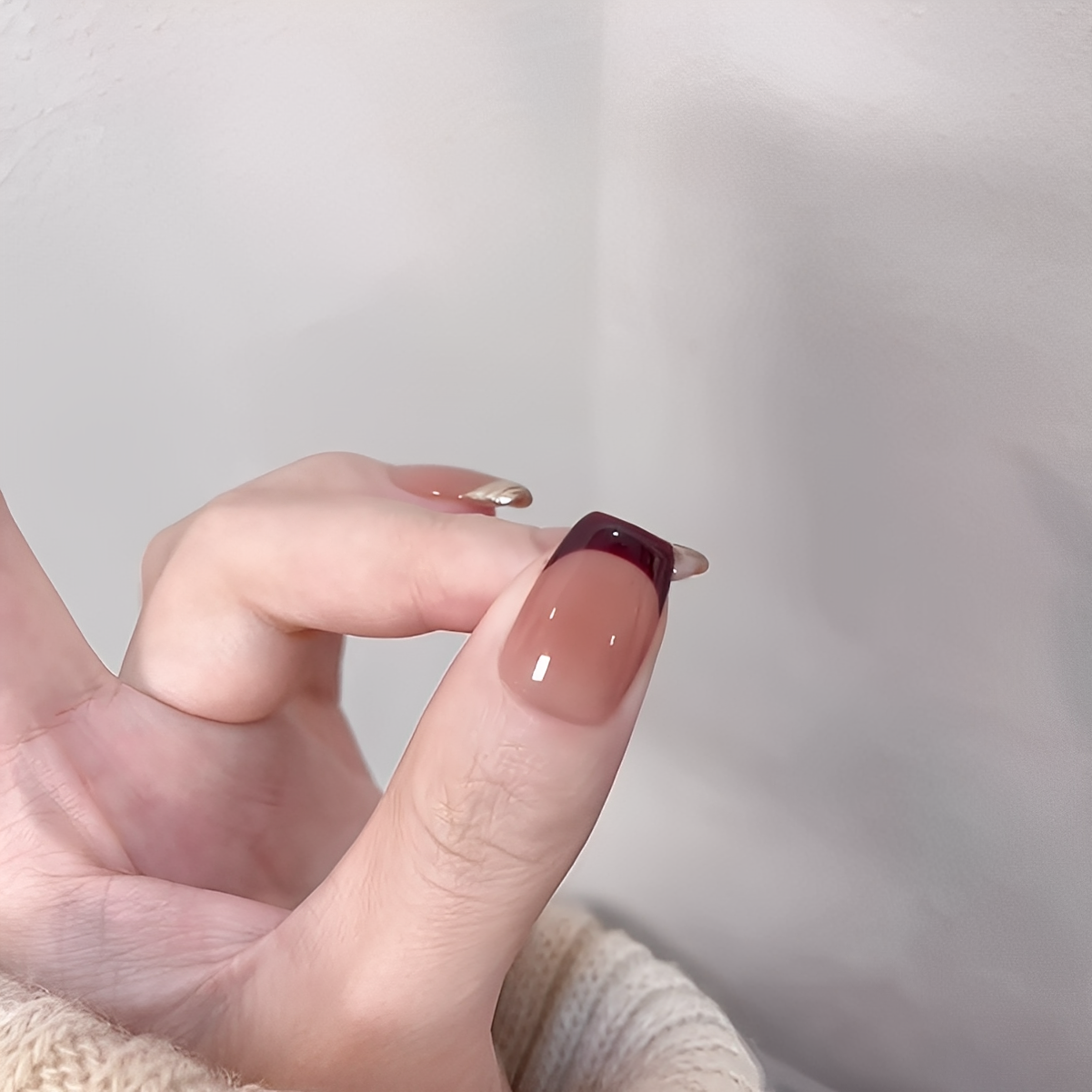 来财-裸色豹纹法式高级感纯手工穿戴甲短款日常百搭显白指甲贴片,淘宝优惠券,粉丝福利购,淘宝优惠卷