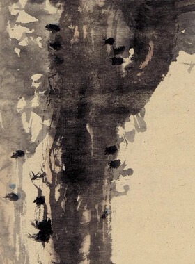 傅抱石_细擎桃花掷流水复制品国画装饰画礼品字画挂轴学习临摹