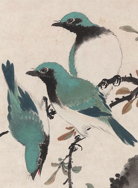 江寒汀春朝鸣喜近代国画挂轴