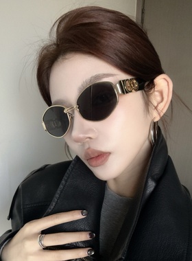 复古金属老钱风猫眼防晒太阳镜女
