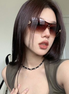 连体双环链条太阳镜无框欧美辣妹