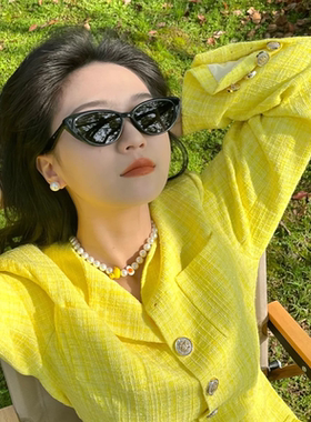 欧美甜酷辣妹风猫眼小脸太阳镜