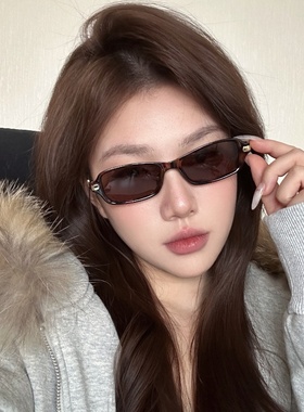 复古豹纹茶小框猫眼墨镜女方圆脸显瘦高级网感2025新款欧美太阳镜