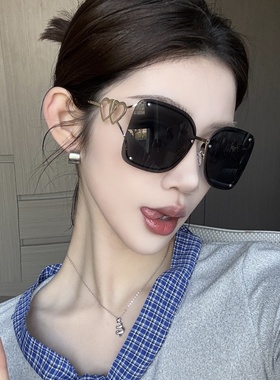 复古金属老钱风超大方框显瘦墨镜